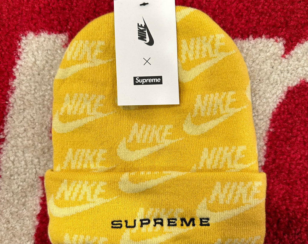 Supreme Nike Jacquard Logos Beanie Ss21 Pale Yellow Uniquehype