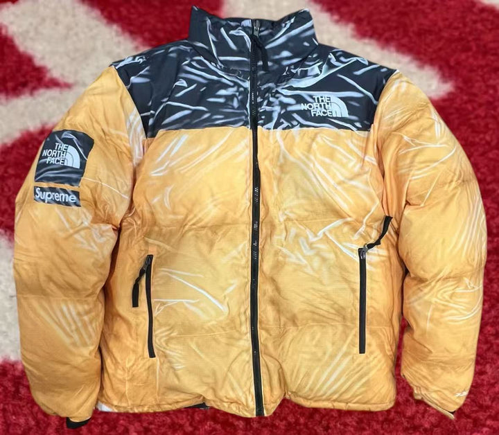 Supreme The North Face Printed Nuptse Trompe L'oeil Jacket Yellow SS23