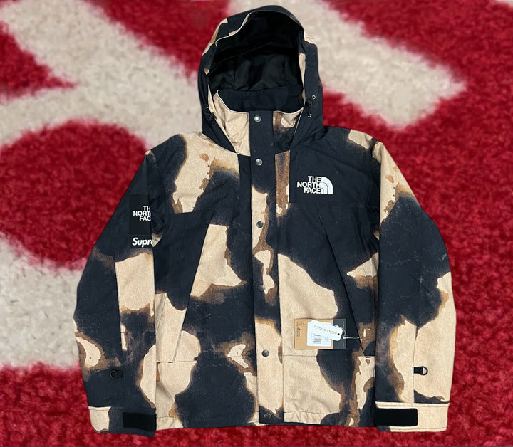 Supreme The North Face Bleached Denim Print Mountain Jacket Black FW21