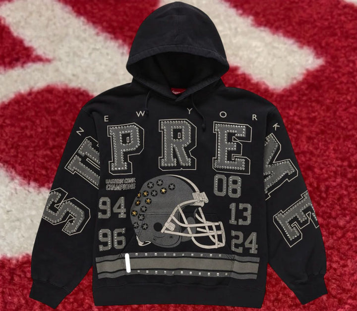 Supreme Champions Studded Hooded Sweatshirt Black FW24