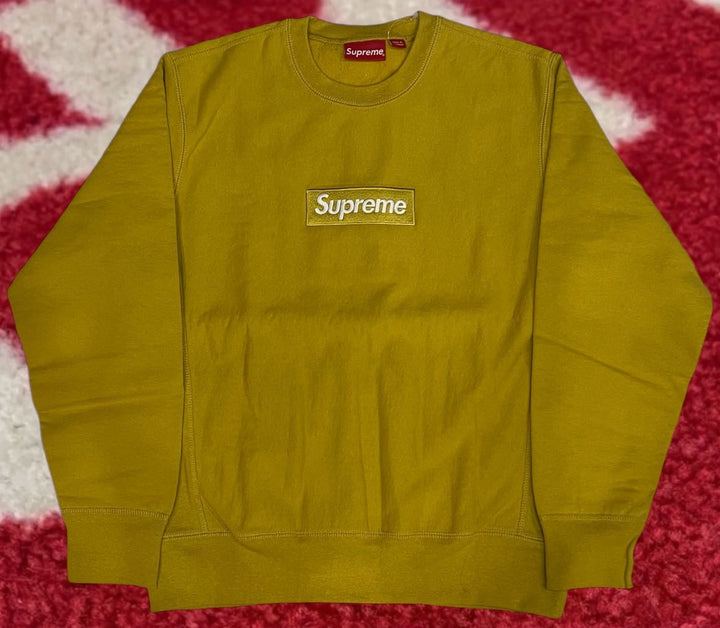 Supreme Box Logo Crewneck Sweatshirt Mustard FW18