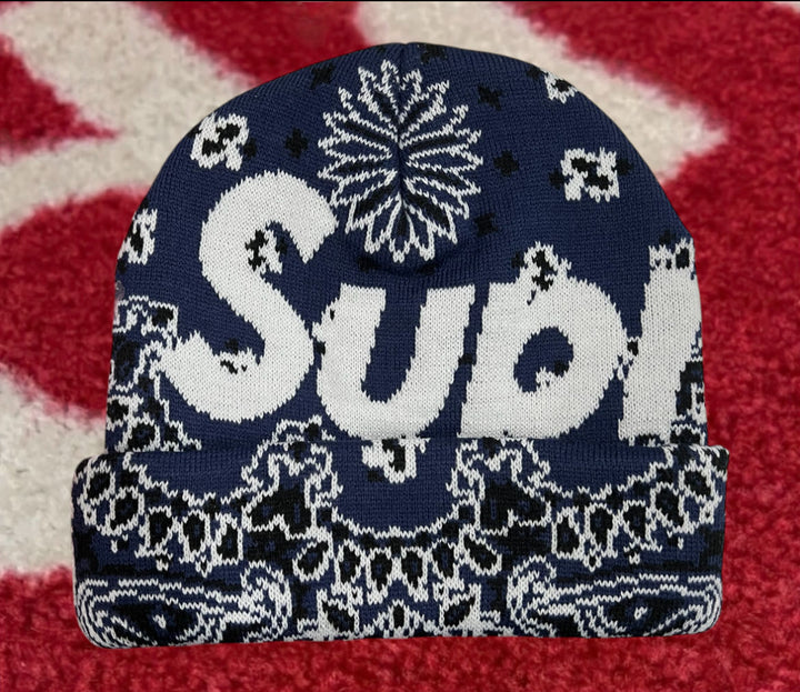 Supreme Big Logo Beanie Navy Bandana FW24