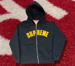 Supreme Arc Logo Zip Up Hooded Sweatshirt Navy