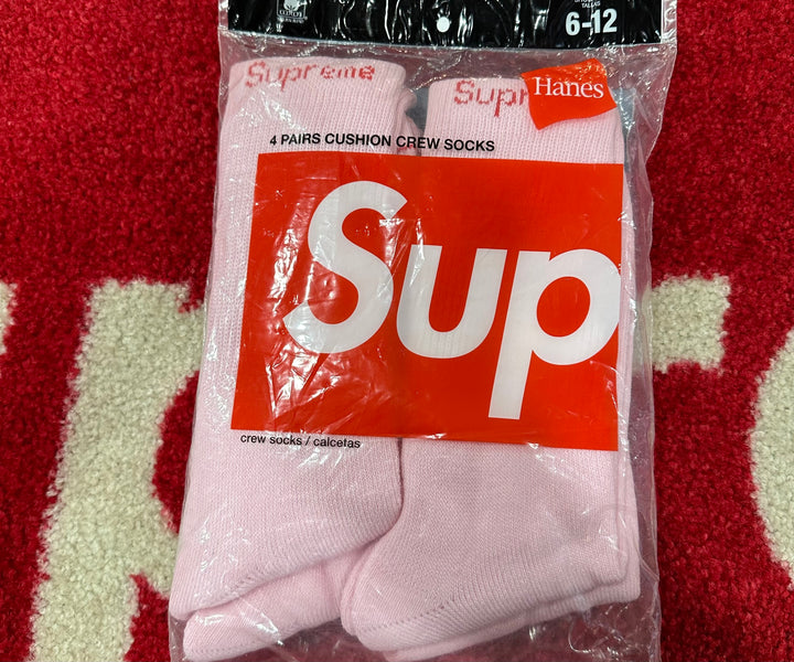 Supreme Hanes Socks (4 Pack) Pink FW21