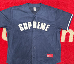 Supreme Ultrasuede Mesh Baseball Jersey Navy SS24