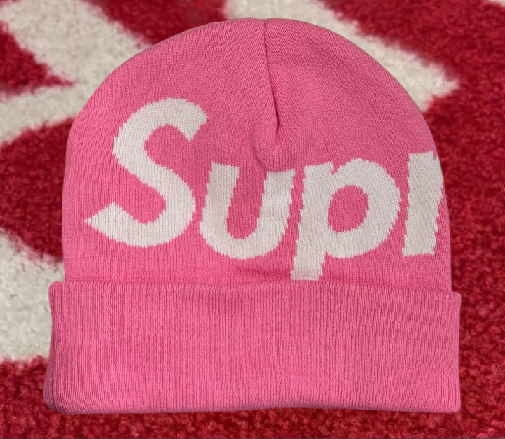 Supreme Big Logo Beanie Pink FW24