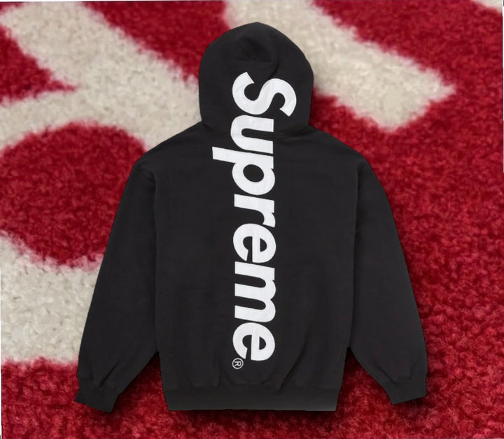 Supreme Satin Applique Hooded Sweatshirt Black FW24