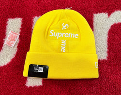 Supreme New Era Cross Box Logo Beanie Lemon FW20