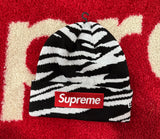 Supreme New Era Box Logo Beanie Zebra FW22